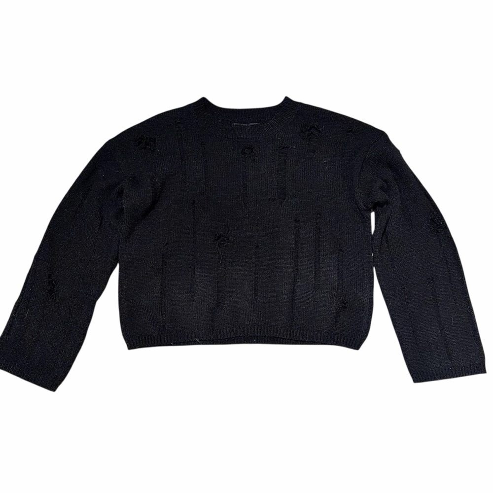 Almost Famous Black Cropped Crewneck Sweater